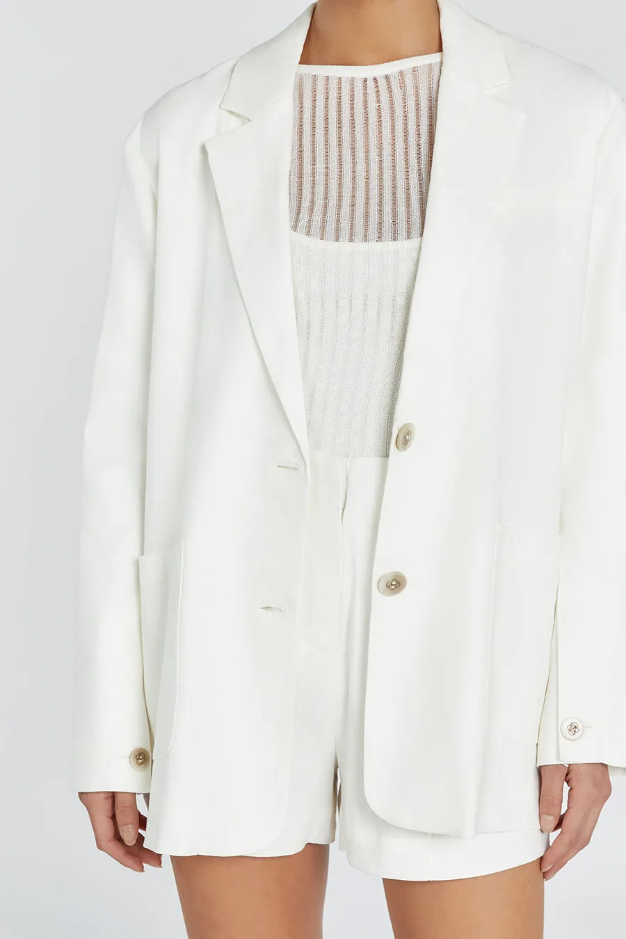 SLOAN WHITE LINEN BLEND WHITE BLAZER