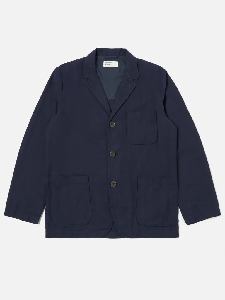 Universal Works Moleskin Three Button Jacket in Navy