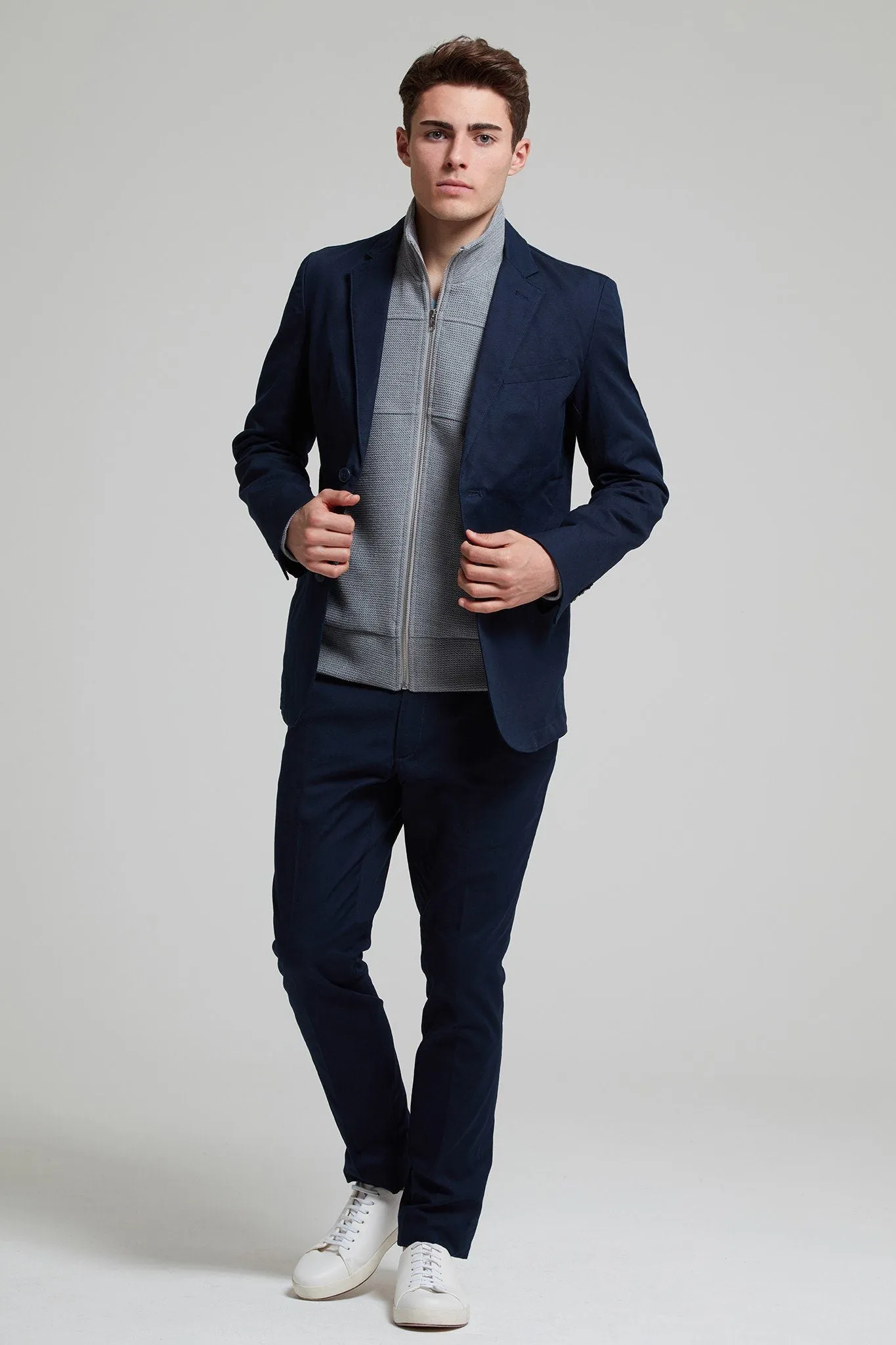 Unstructured Cotton-Oxford Blazer