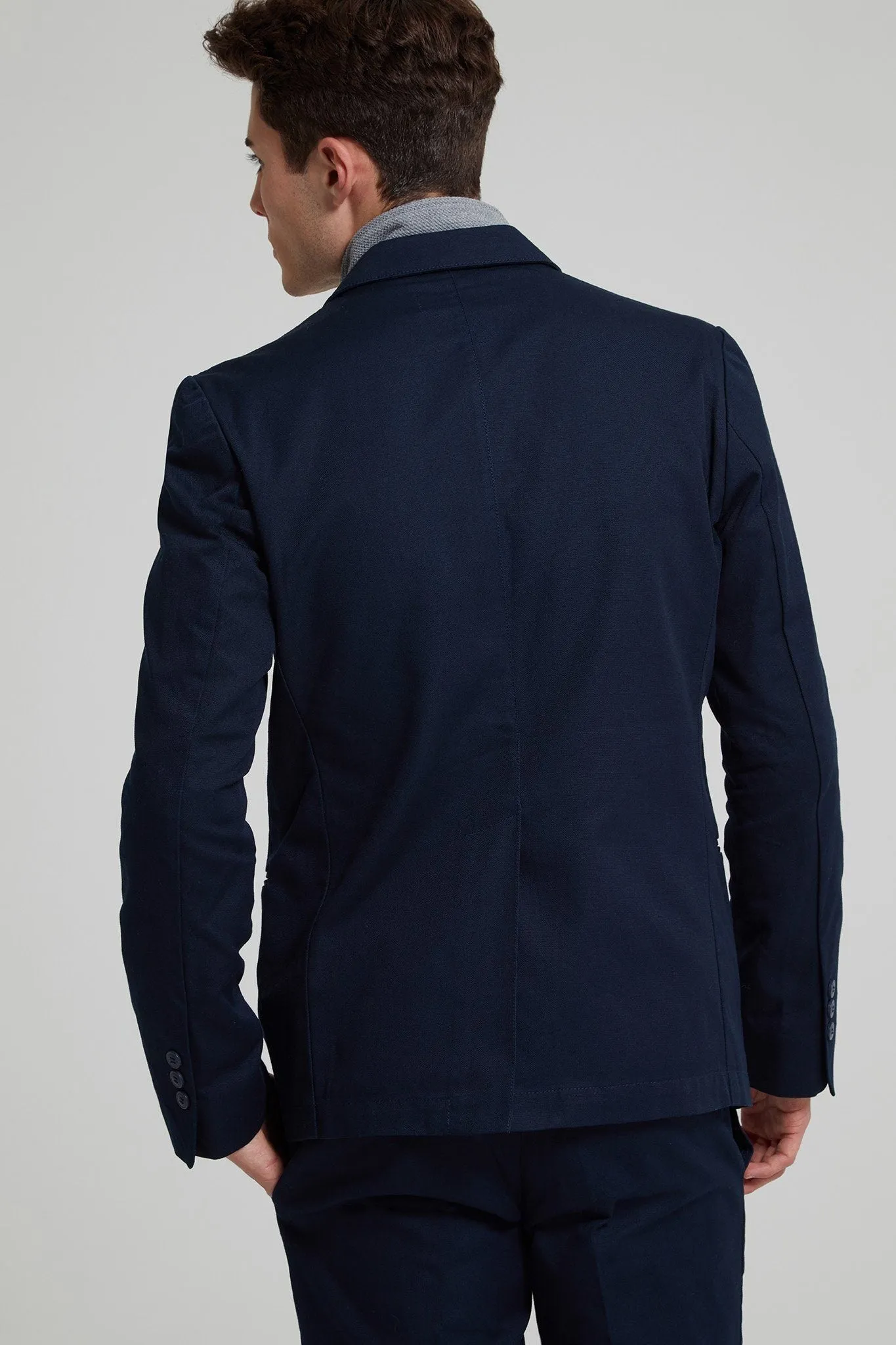 Unstructured Cotton-Oxford Blazer