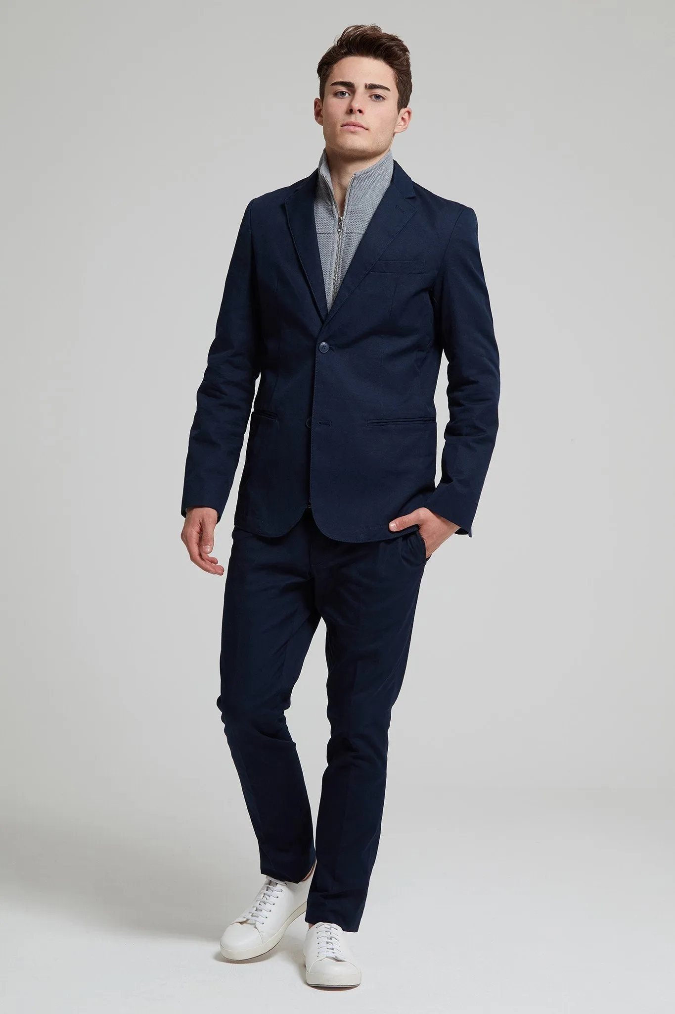 Unstructured Cotton-Oxford Blazer