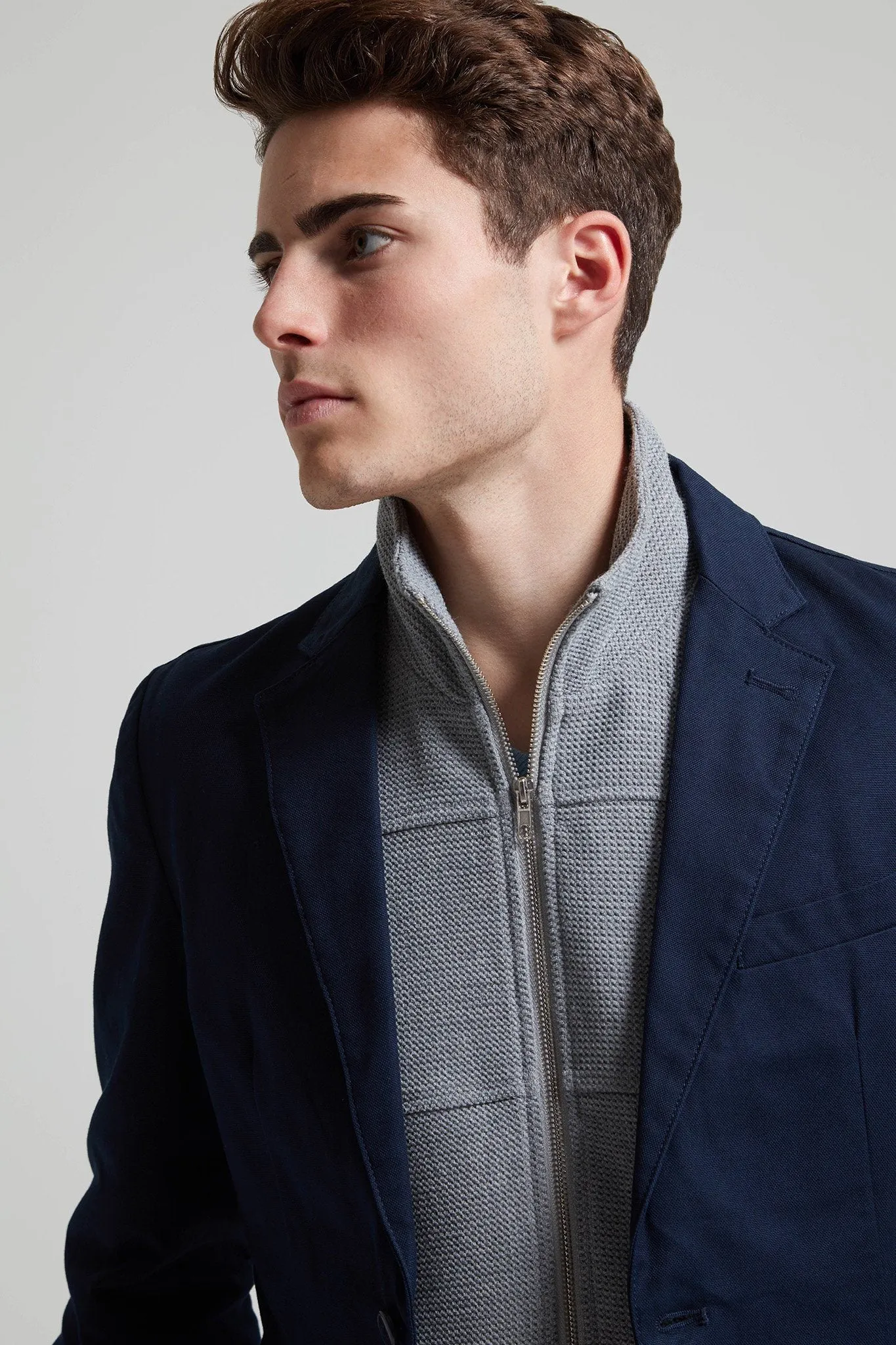 Unstructured Cotton-Oxford Blazer