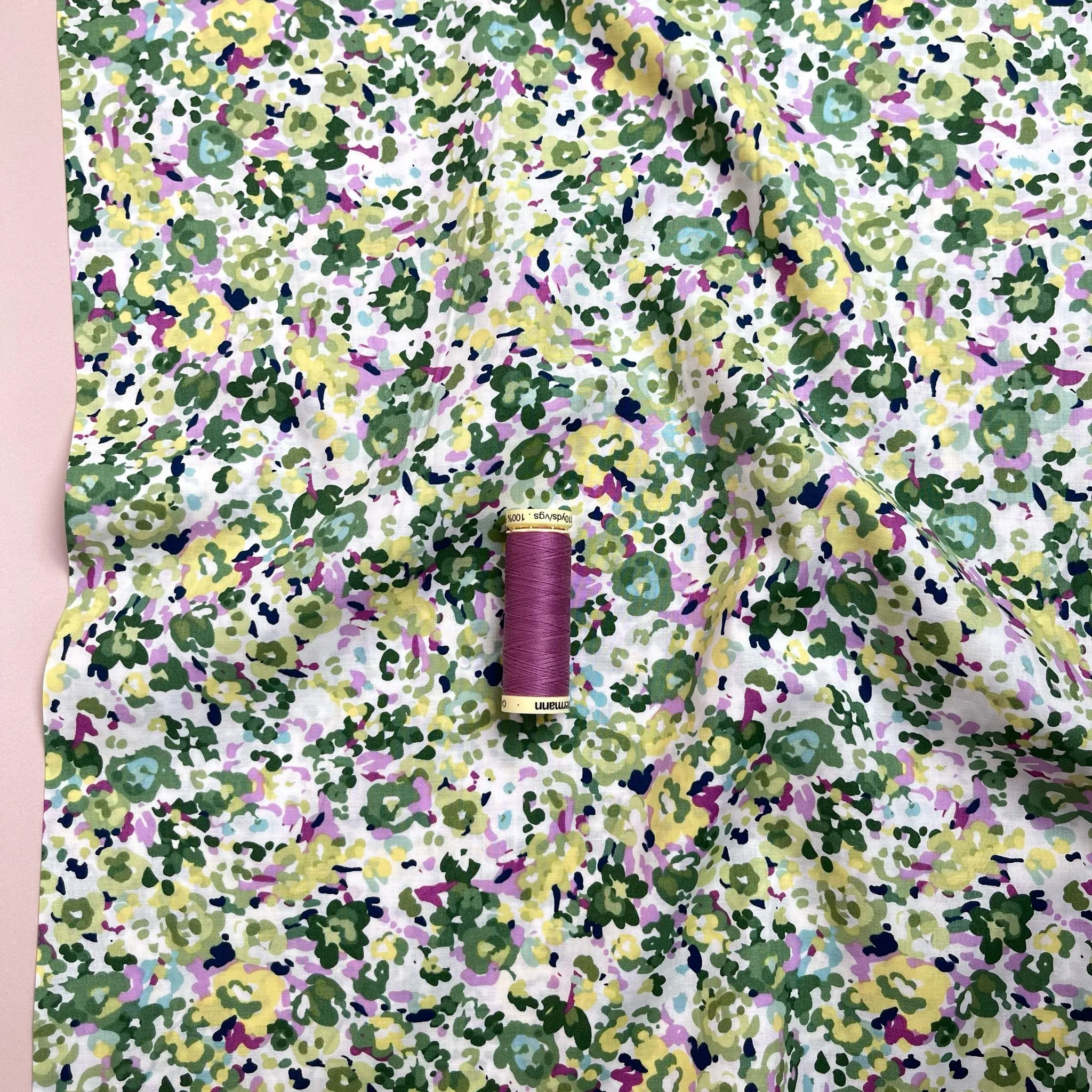 Watercolour Ditsy Green Cotton Lawn Fabric