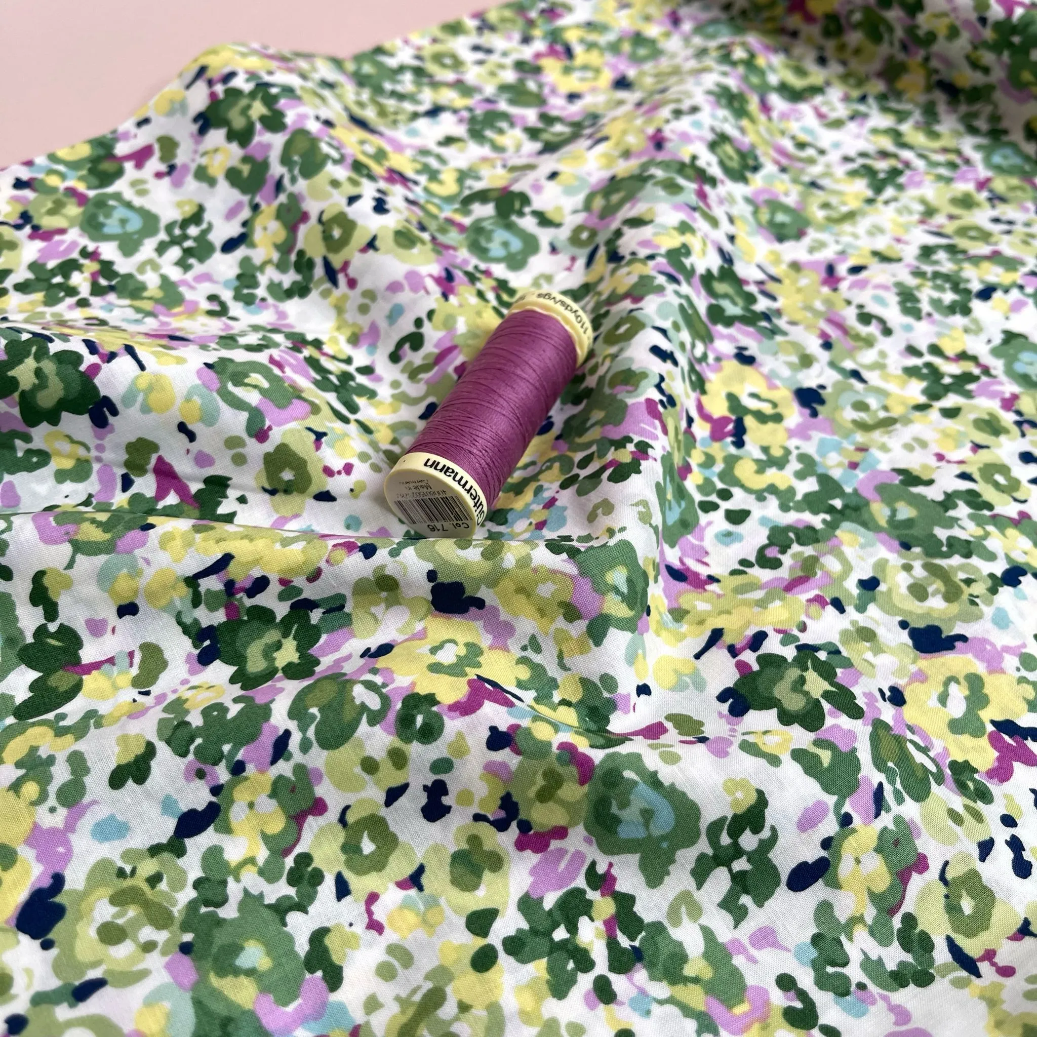 Watercolour Ditsy Green Cotton Lawn Fabric