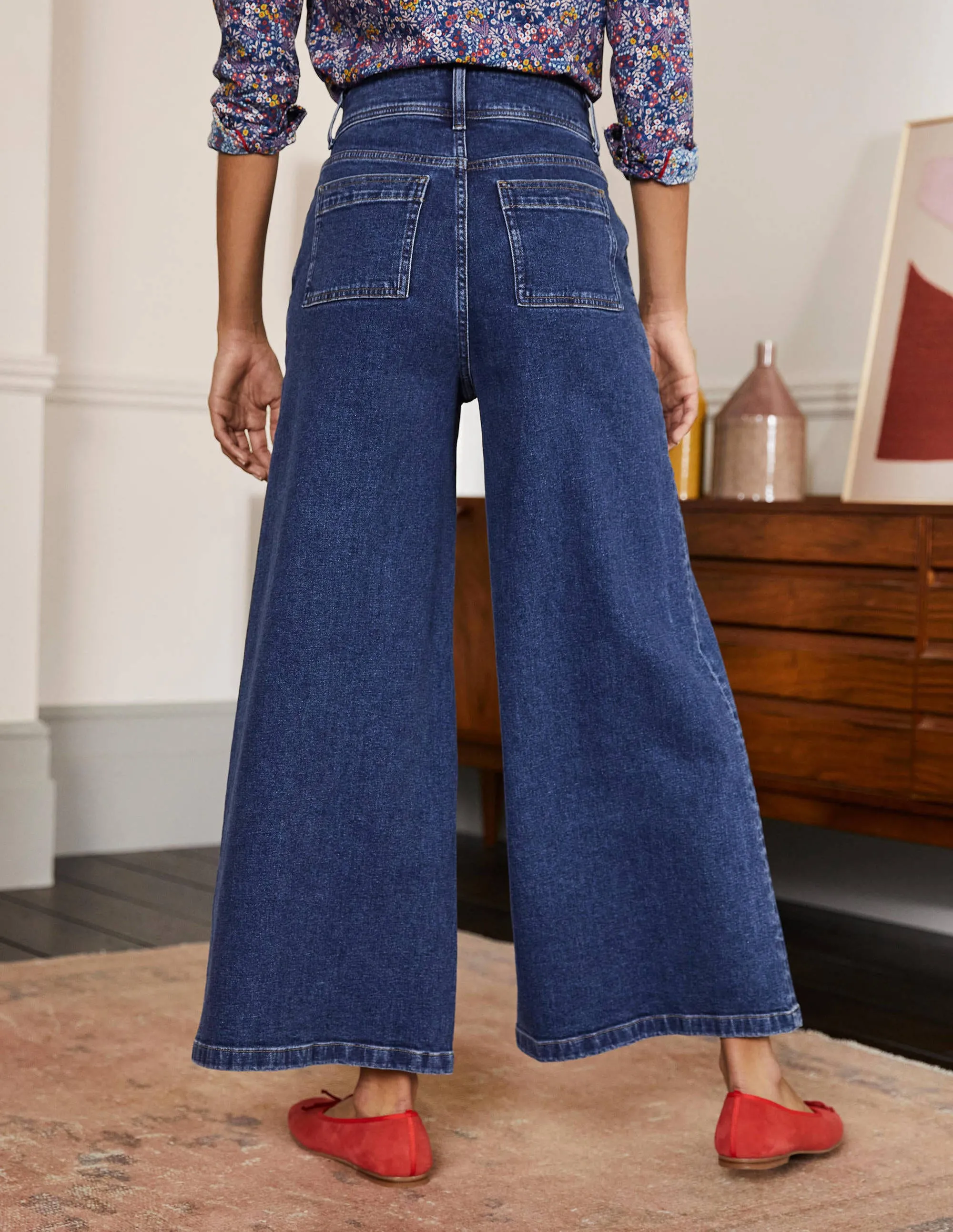 Wide Leg Denim Culottes-Mid Vintage