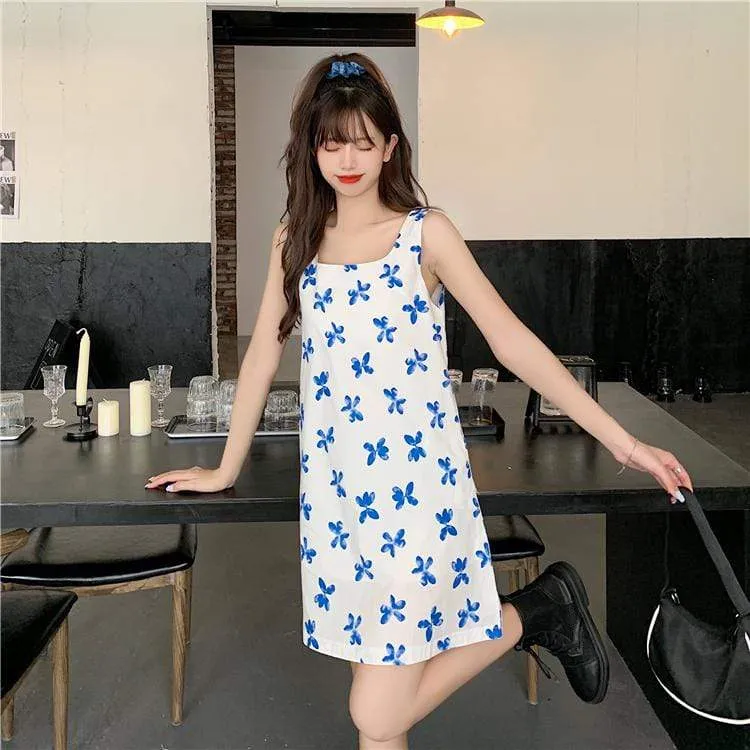 Women's Cute Flower Printed A-line Loose Dresses